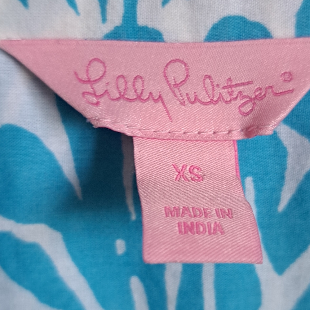 Lilly Pulitzer Captiva Tunic Blue Green Shell Print Longsleeve Button Up Size XS - Picture 8 of 12